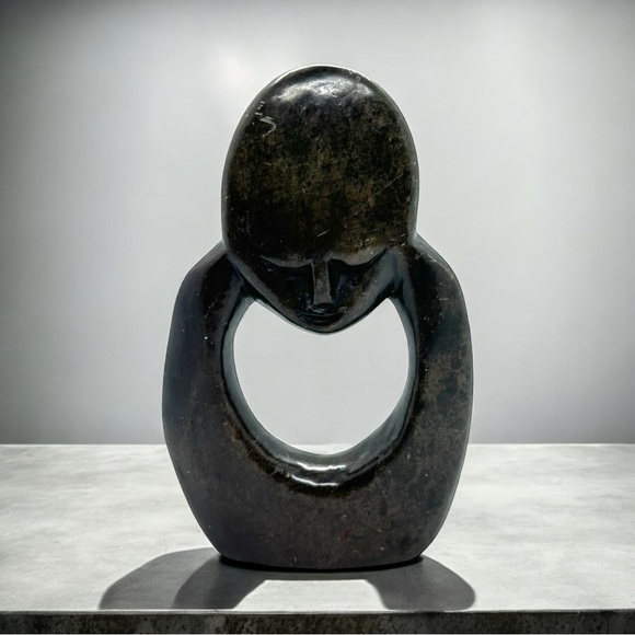 Vintage Shona Zimbabwe Hand Carved Stone Figural Man Abstract - Picture 1 of 10